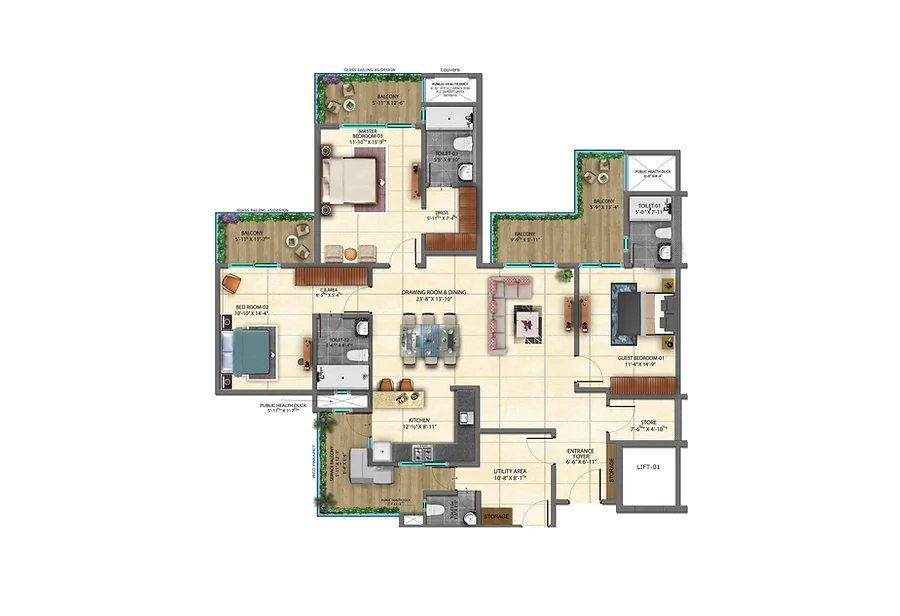 Marbella Grand Mohali — 3 BHK Floor Plan thumbnail