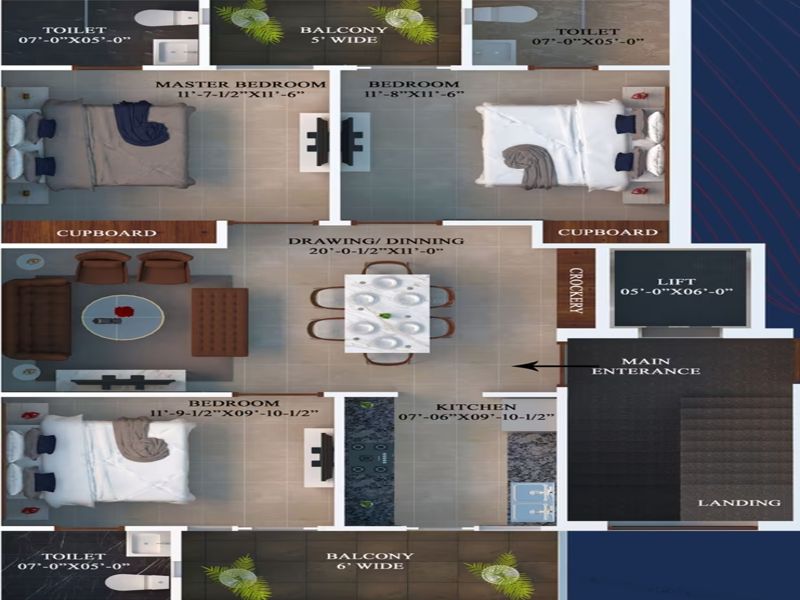 Serenity Sky — 3 BHK Floor Plan thumbnail