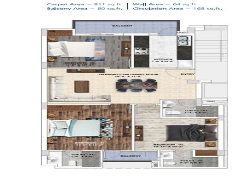 Riverdale Aerovista — 3 BHK Floor Plan thumbnail