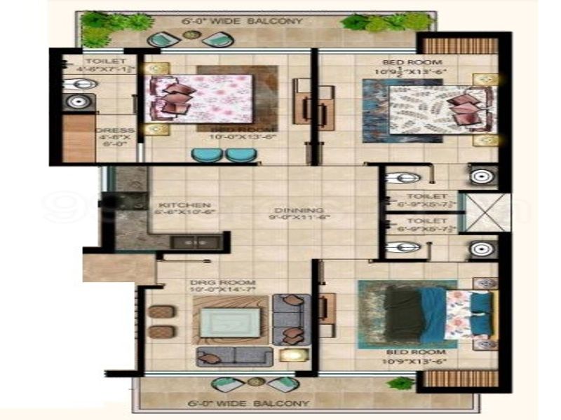 Green Valley Residencia — 3 BHK Floor Plan thumbnail