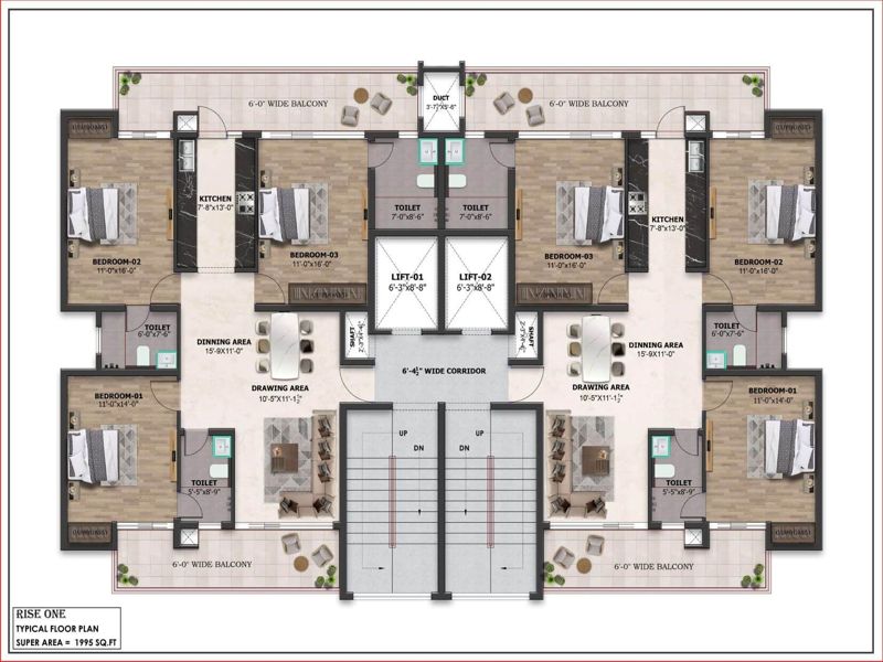 Atlantis Grand Zirakpur — 3 BHK Floor Plan thumbnail