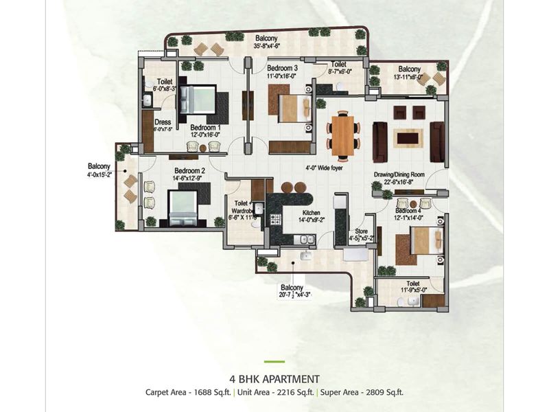 Green Lotus Saksham — 4 BHK Floor Plan thumbnail