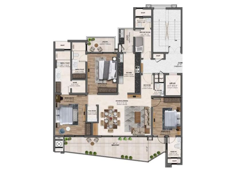 Vamana Arvindam — 3 BHK Floor Plan thumbnail