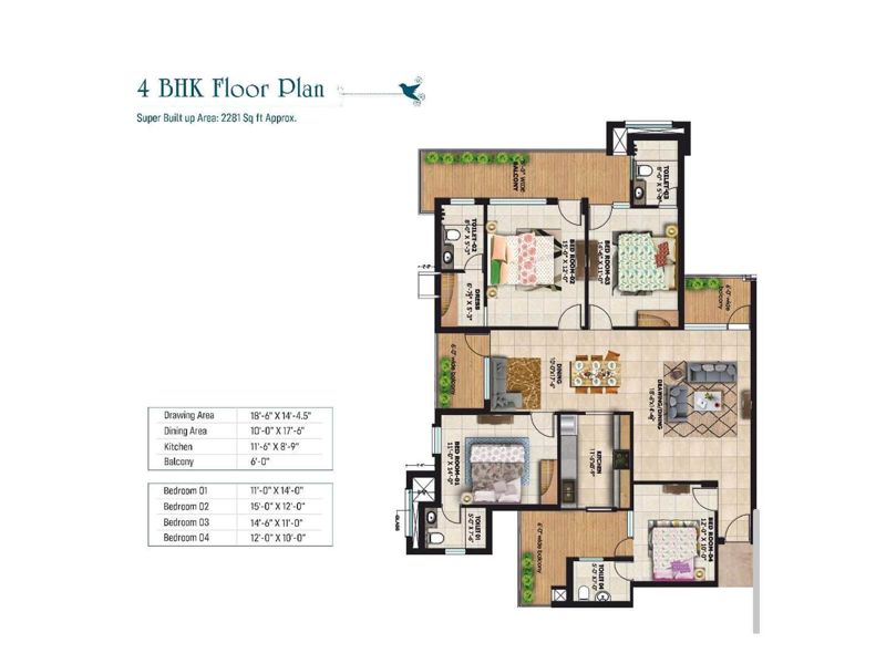 Beliston Avenue — 4 BHK Floor Plan thumbnail