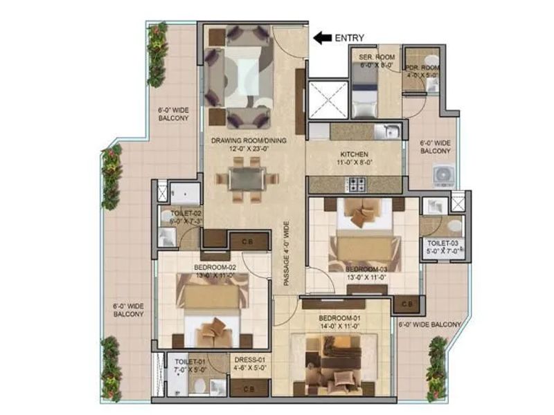 Hermitage Centralis — 3 BHK Floor Plan (2)