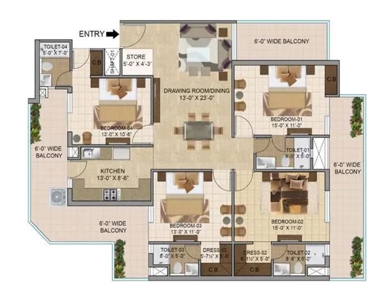 Hermitage Centralis — 4 BHK Floor Plan thumbnail