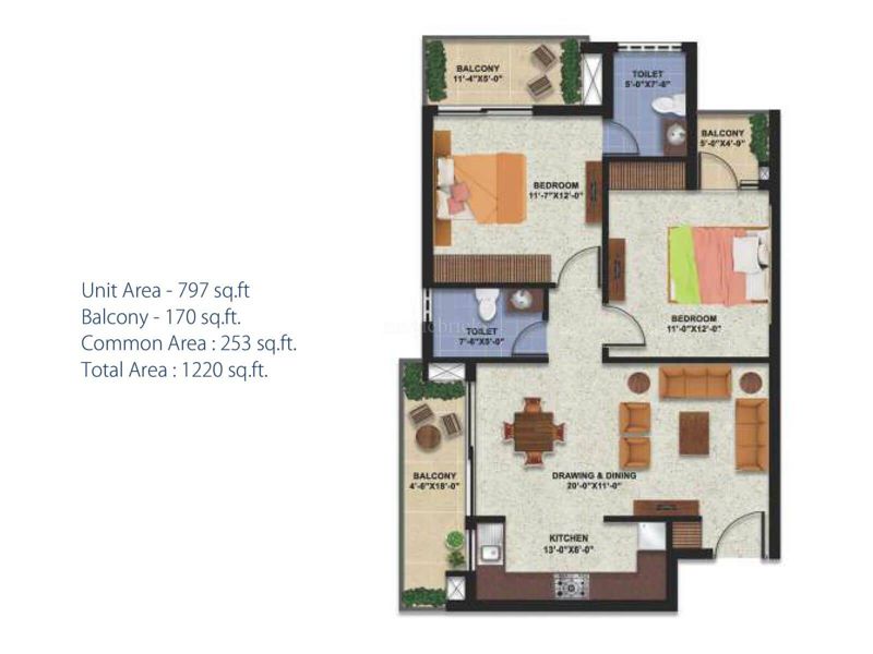 Uptown Skylla — 2 BHK Floor Plan thumbnail