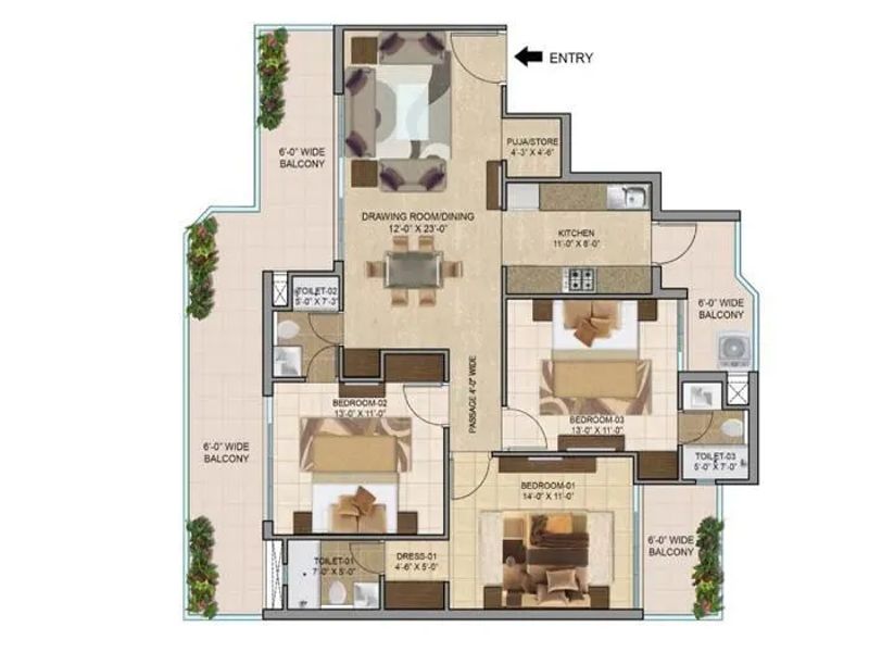 Hermitage Centralis — 3 BHK Floor Plan thumbnail