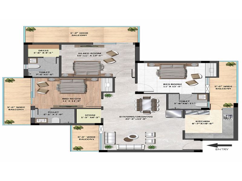 Skyline Elevate — 3 BHK Floor Plan thumbnail