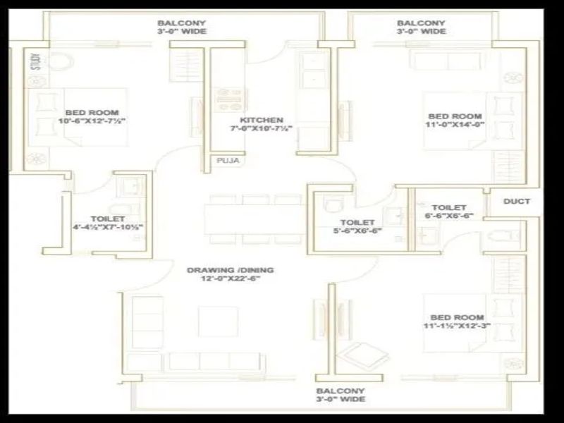 Sushma Valencia — 3 BHK Floor Plan thumbnail