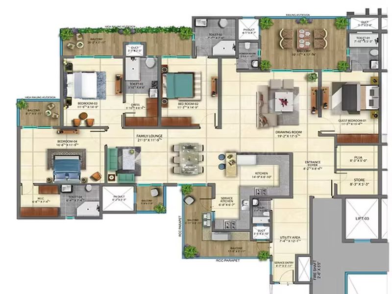 SRG Marbella Grand — 4 BHK Floor Plan thumbnail
