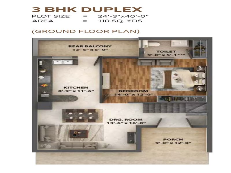 Happy Homes — 3 BHK Floor Plan thumbnail