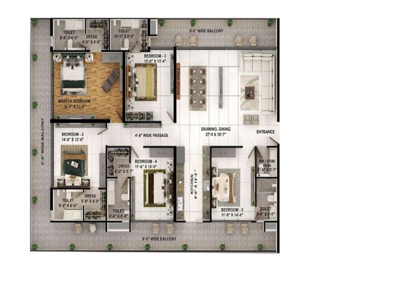 Sky Touch — 5 BHK Floor Plan thumbnail