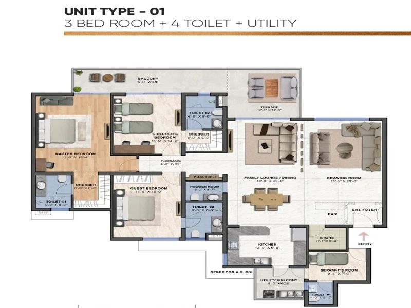 Medallion Aurum — 3 BHK Floor Plan thumbnail