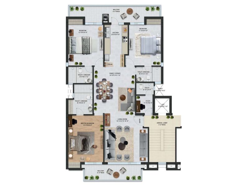 Gulnaar Serene — 3 BHK Floor Plan thumbnail
