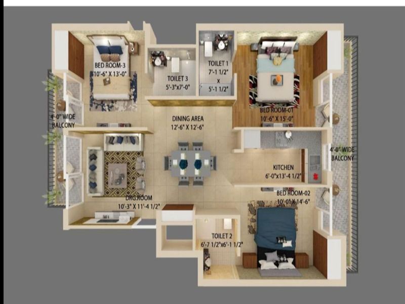 Maxxus Elanza — 3 BHK Floor Plan thumbnail