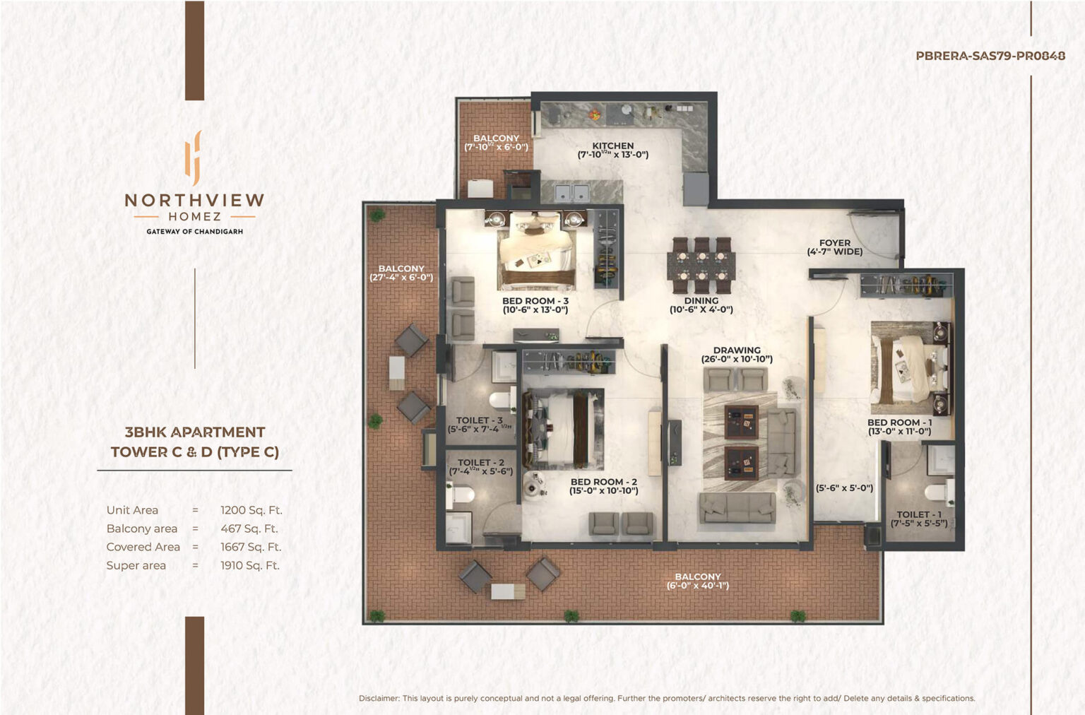 Northview Homez — 3 BHK Floor Plan thumbnail