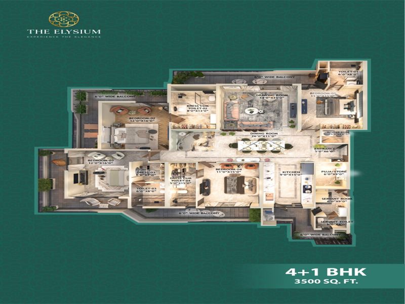 The Elysium — 4 BHK Floor Plan thumbnail