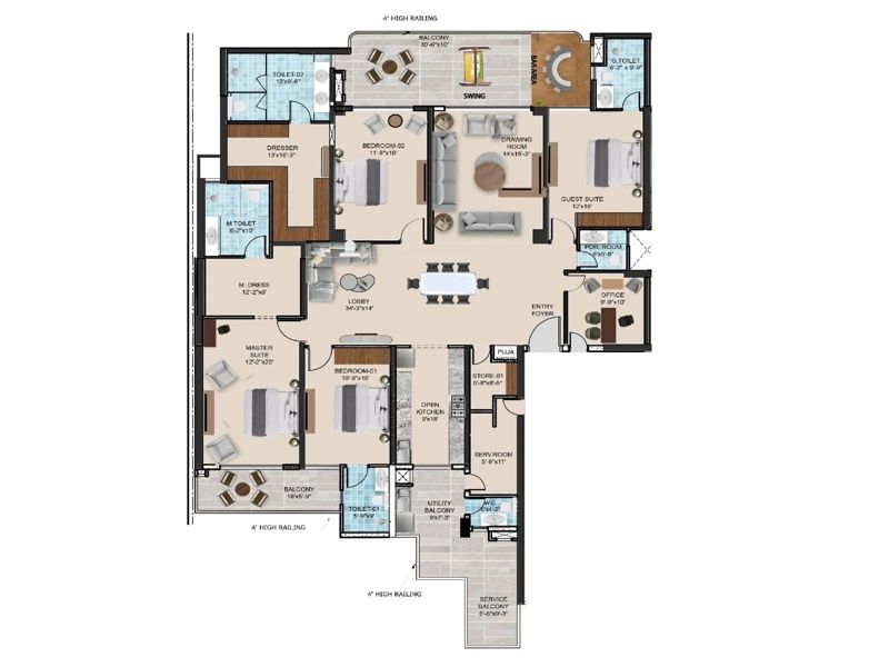 The Tiara — 4 BHK Floor Plan thumbnail