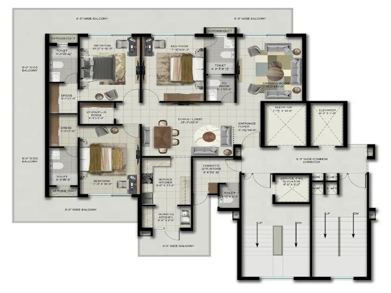 Joy Grand — 3 BHK Floor Plan thumbnail