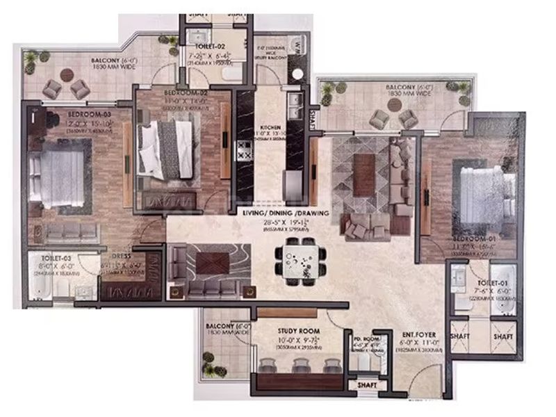 The Medallion Nova — 3 BHK Floor Plan thumbnail