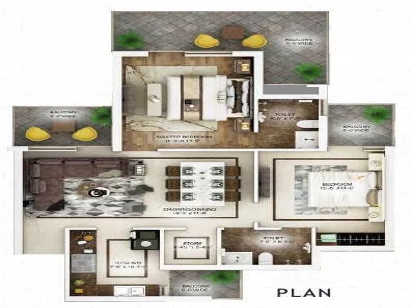 East Avenue Nirwana Heights — 2 BHK Floor Plan thumbnail