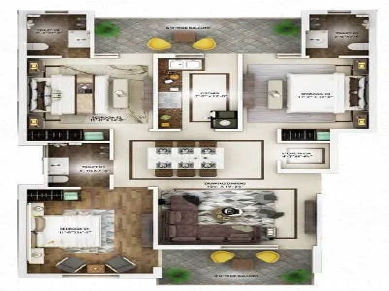 East Avenue Nirwana Heights — 3 BHK Floor Plan thumbnail