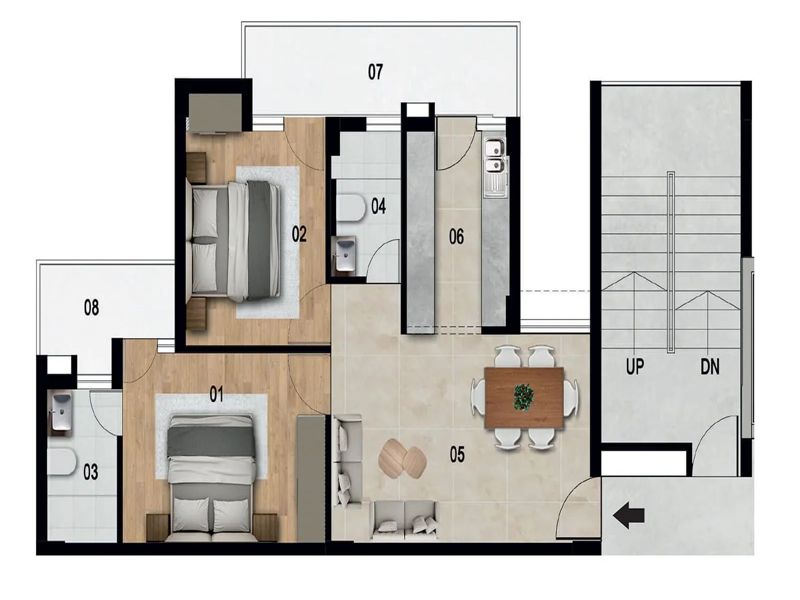 SBP Parivaas — 2 BHK Floor Plan thumbnail