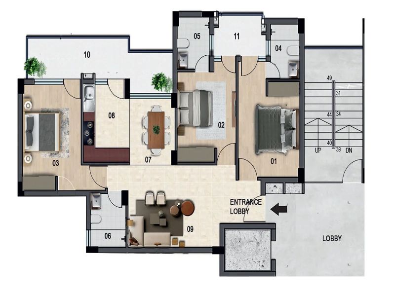 SBP Parivaas — 3 BHK Floor Plan thumbnail