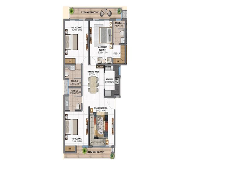 The Clermont — 3 BHK Floor Plan thumbnail