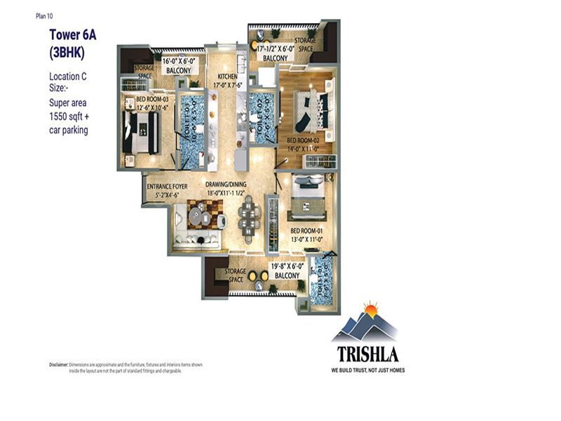 Trishla City — 3 BHK Floor Plan thumbnail