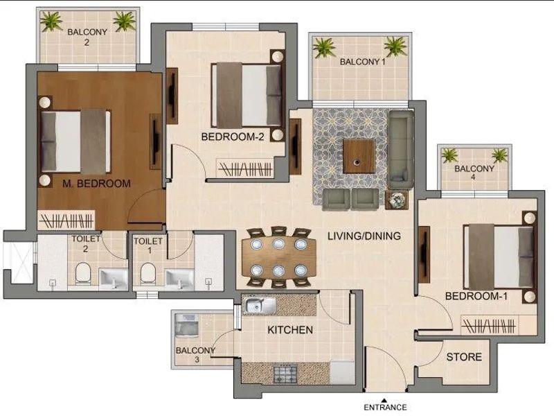 Hero Homes Mohali — 3 BHK Floor Plan thumbnail