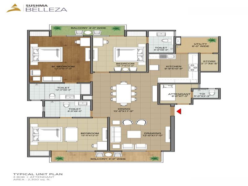 Sushma Belleza — 3 BHK Floor Plan thumbnail