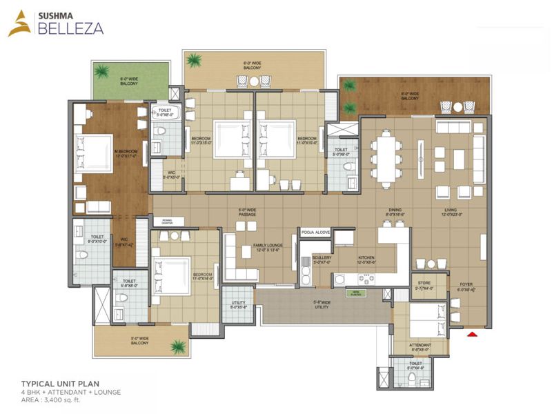 Sushma Belleza — 4 BHK Floor Plan thumbnail