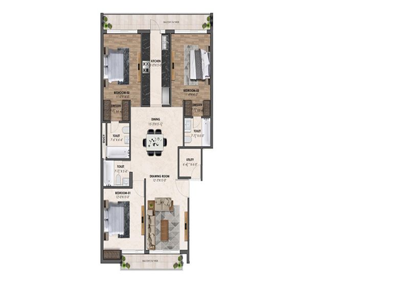 Amari Vintage Arch — 3 BHK Floor Plan thumbnail