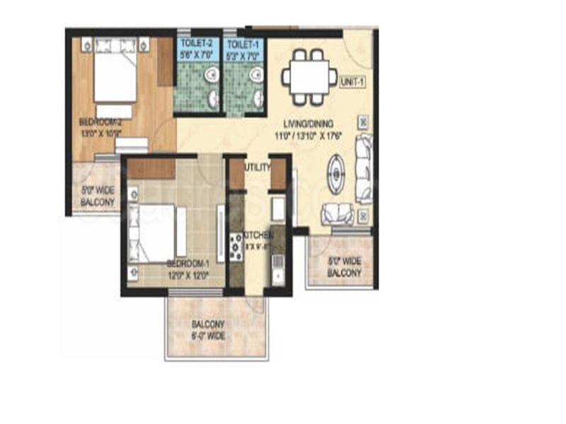 Ambika La Parisian — 2 BHK Floor Plan thumbnail