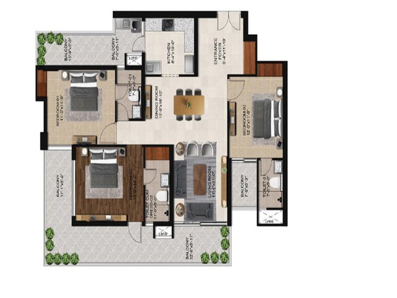 Prisma Magnus 1 — 3 BHK Floor Plan thumbnail
