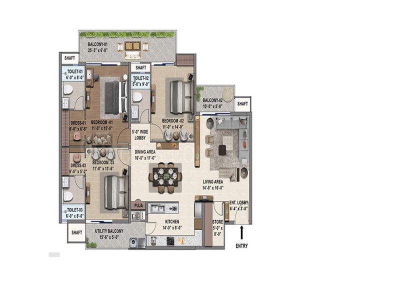Affinity Belgravia — 3 BHK Floor Plan thumbnail
