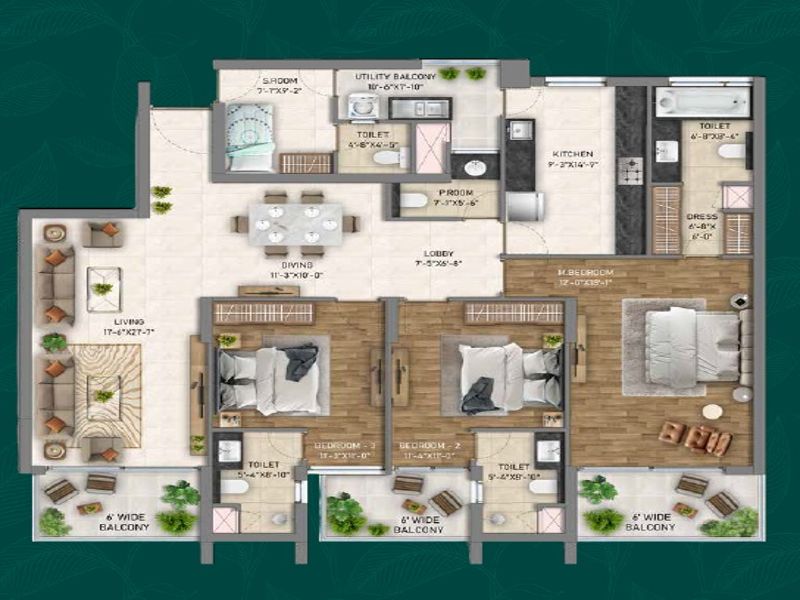 Wave Estate — 3 BHK Floor Plan thumbnail