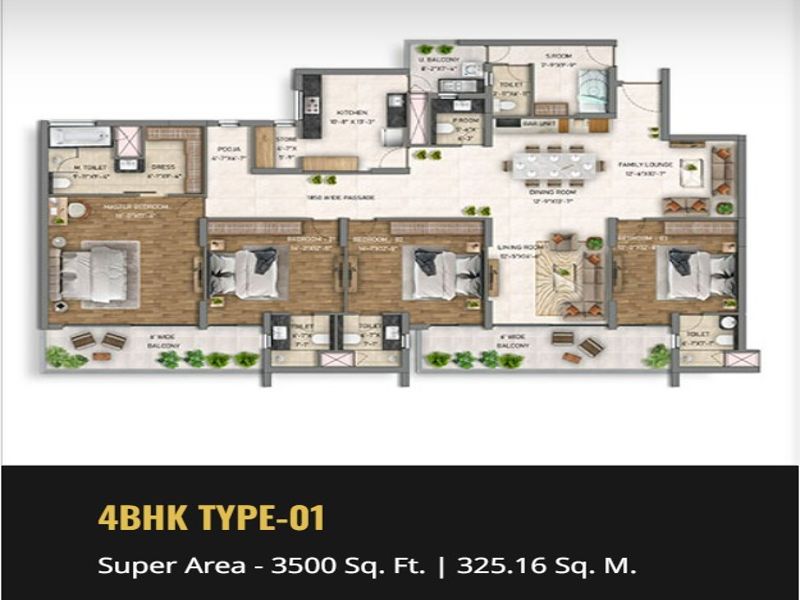 Wave Estate — 4 BHK Floor Plan thumbnail