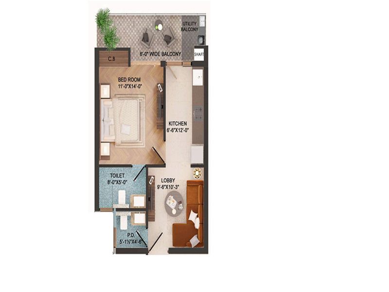 Nirwana The Moksha — 1 BHK Floor Plan thumbnail