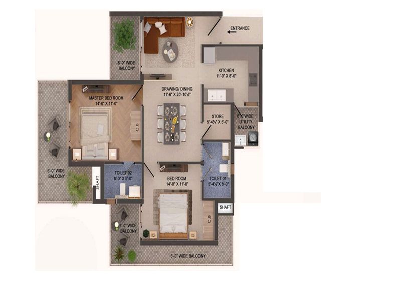 Nirwana The Moksha — 2 BHK Floor Plan thumbnail