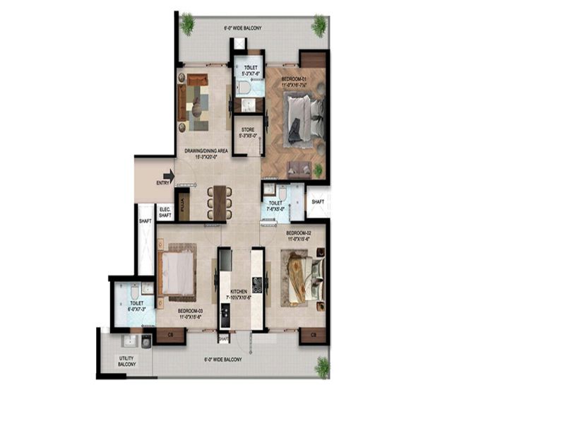 Nirwana The Moksha — 3 BHK Floor Plan thumbnail