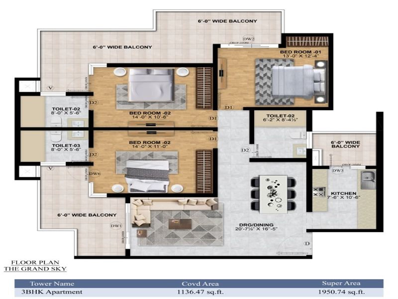The Grand Sky — 3 BHK Floor Plan thumbnail