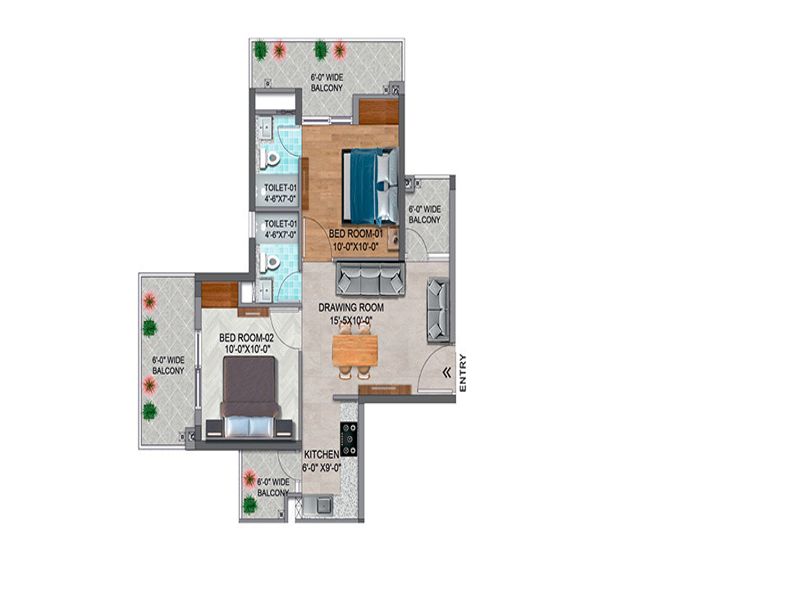 Pavitra Luxury Residences — 2 BHK Floor Plan thumbnail