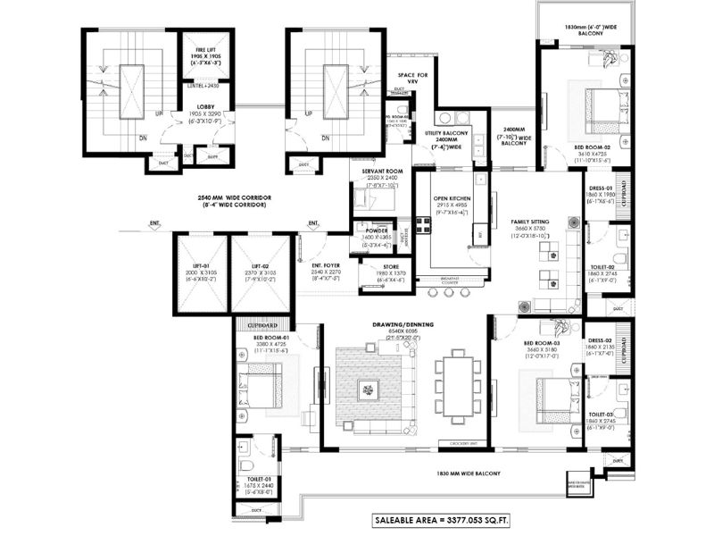 Atulyam The Bliss — 3 BHK Floor Plan thumbnail