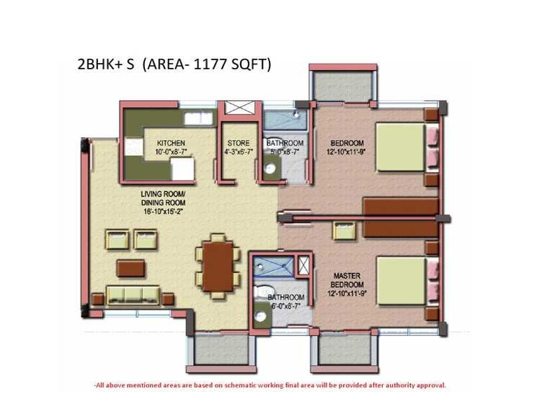 Wave Residency — 2 BHK Floor Plan thumbnail