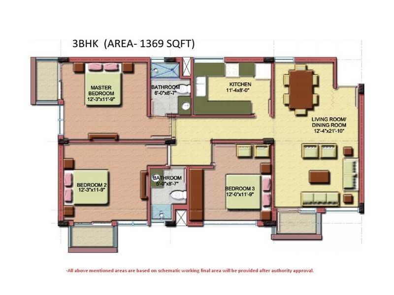 Wave Residency — 3 BHK Floor Plan thumbnail