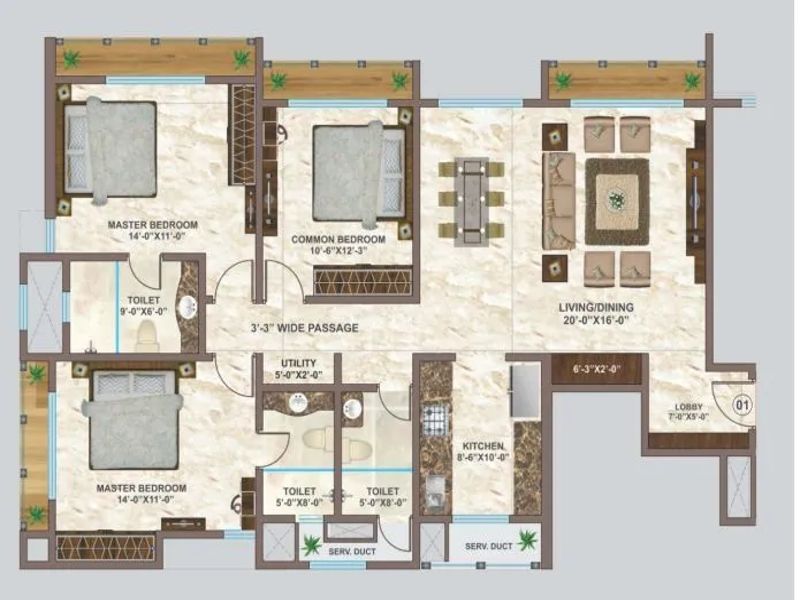 JLPL Regency Heights — 3 BHK Floor Plan thumbnail
