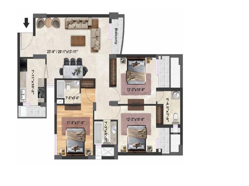 SBP Orchard County — 3 BHK Floor Plan thumbnail